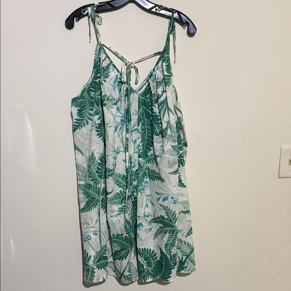 H&M Tropical Green Leaf Print Mini Dress or cover up - Picture 2 of 4